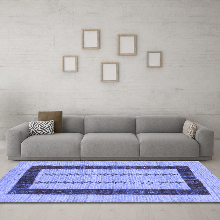 Machine Washable Solid Blue Modern Rug in a Living Room, wshcon2848blu