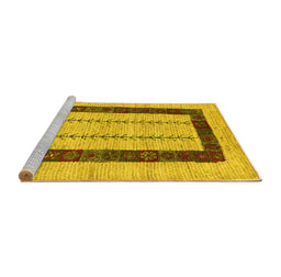 Sideview of Machine Washable Solid Yellow Modern Rug, wshcon2848yw
