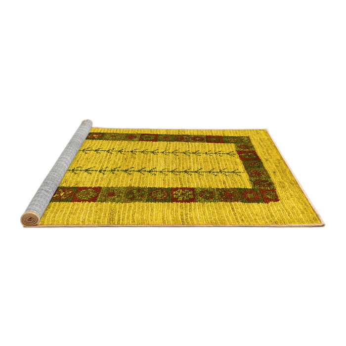 Sideview of Machine Washable Solid Yellow Modern Rug, wshcon2848yw