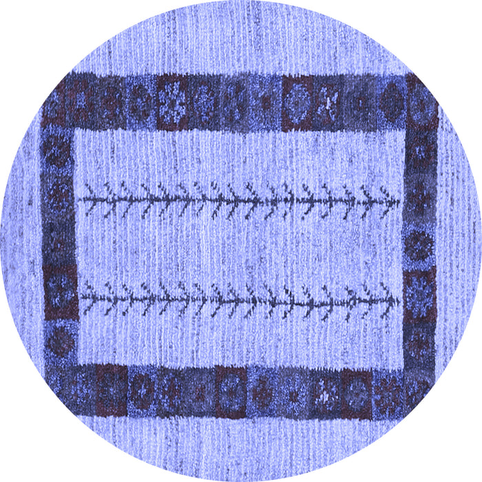 Round Machine Washable Solid Blue Modern Rug, wshcon2848blu