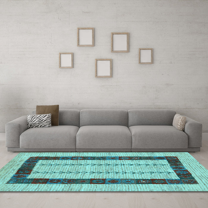 Machine Washable Solid Light Blue Modern Rug in a Living Room, wshcon2848lblu