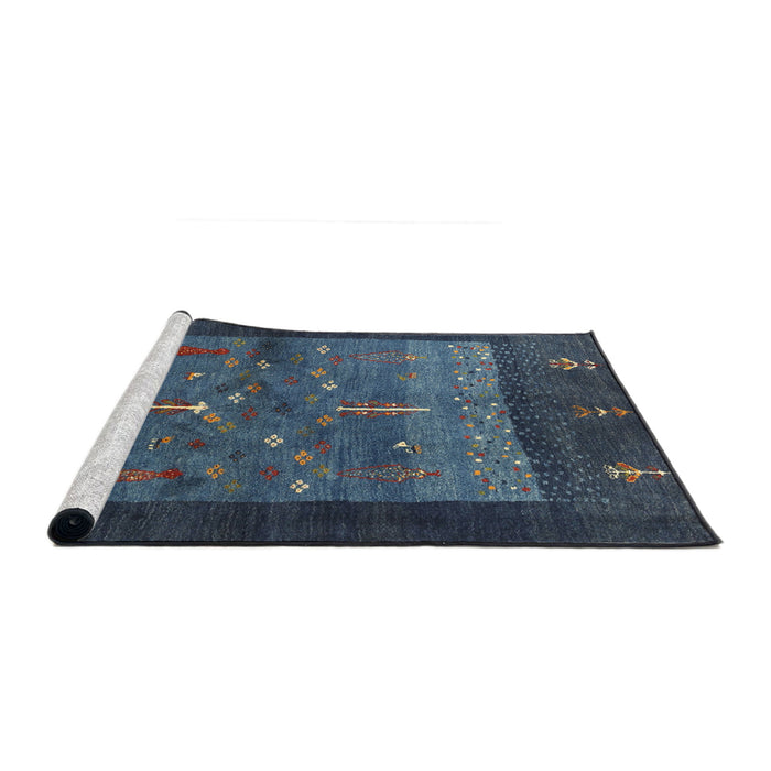 Serging Thickness of Machine Washable Contemporary Azure Blue Rug, wshcon2849