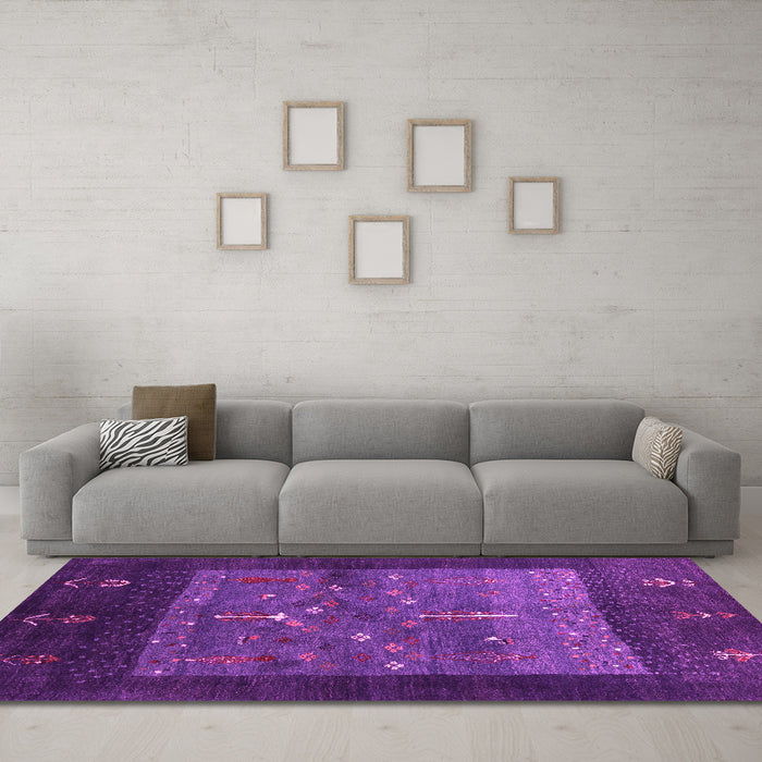 Machine Washable Abstract Pink Contemporary Rug in a Living Room, wshcon2849pnk