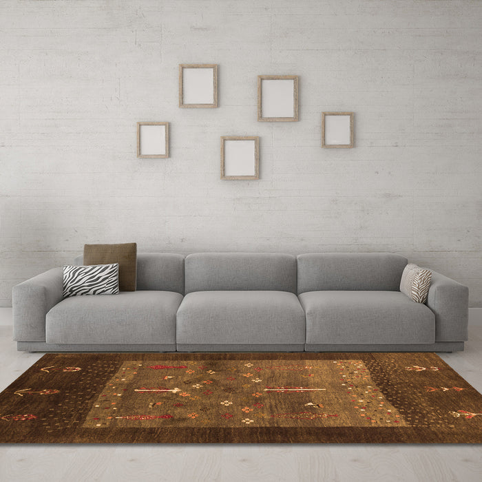 Machine Washable Abstract Orange Contemporary Area Rugs in a Living Room, wshcon2849org