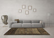 Machine Washable Abstract Brown Contemporary Rug in a Living Room,, wshcon2849brn