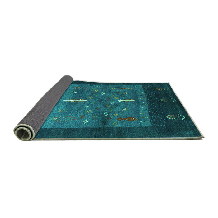 Sideview of Abstract Turquoise Contemporary Rug, con2849turq