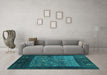 Machine Washable Abstract Turquoise Contemporary Area Rugs in a Living Room,, wshcon2849turq