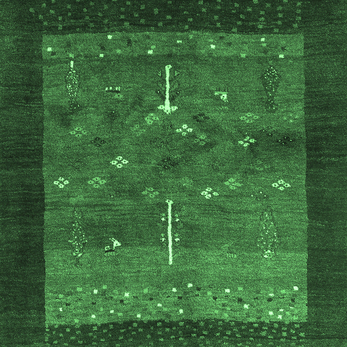 Machine Washable Abstract Emerald Green Contemporary Area Rugs, wshcon2849emgrn