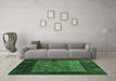 Machine Washable Abstract Emerald Green Contemporary Area Rugs in a Living Room,, wshcon2849emgrn