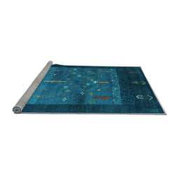 Sideview of Machine Washable Abstract Light Blue Contemporary Rug, wshcon2849lblu