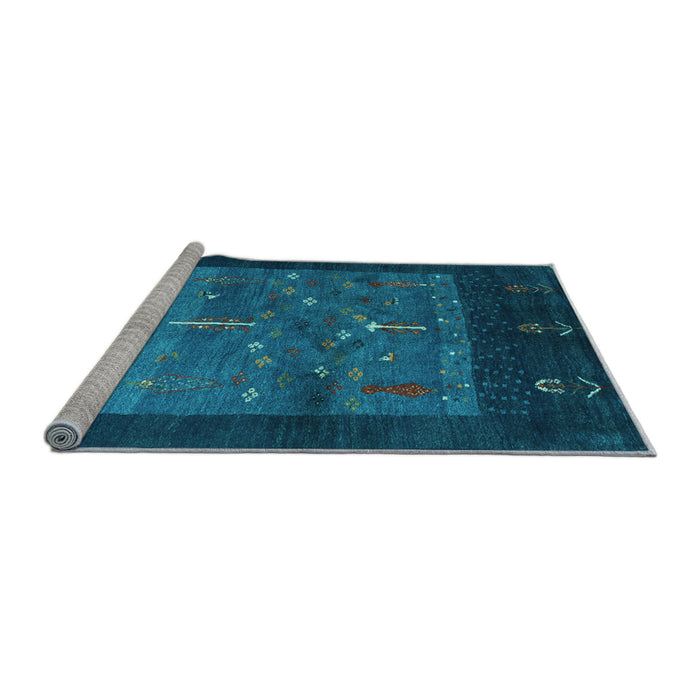 Sideview of Machine Washable Abstract Light Blue Contemporary Rug, wshcon2849lblu