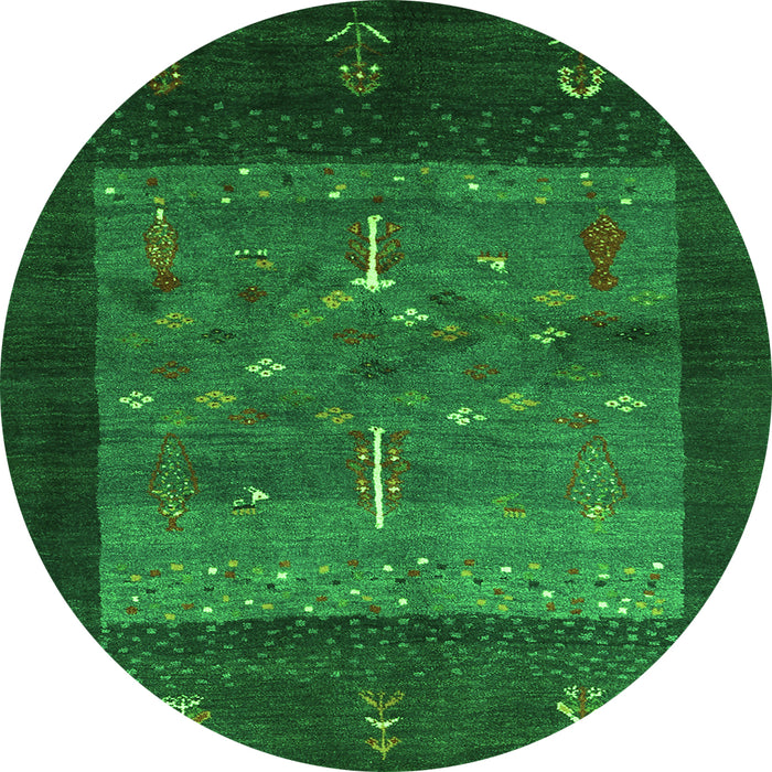 Square Abstract Green Contemporary Rug, con2849grn