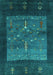 Machine Washable Abstract Turquoise Contemporary Area Rugs, wshcon2849turq