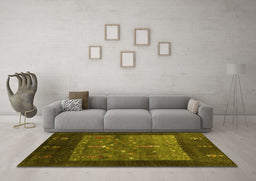 Machine Washable Abstract Yellow Contemporary Rug in a Living Room, wshcon2849yw