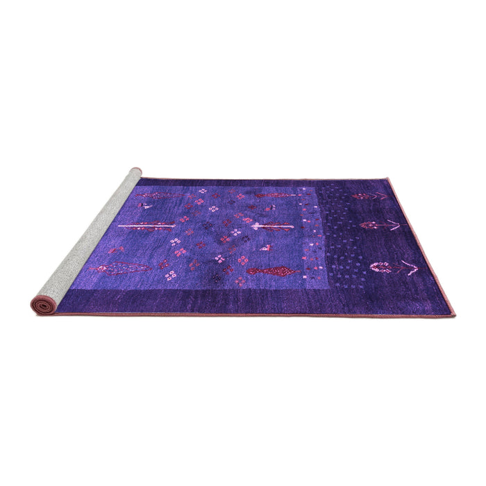 Sideview of Machine Washable Abstract Purple Contemporary Area Rugs, wshcon2849pur