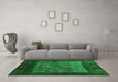 Machine Washable Abstract Green Contemporary Area Rugs in a Living Room,, wshcon2849grn