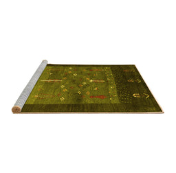 Sideview of Machine Washable Abstract Yellow Contemporary Rug, wshcon2849yw