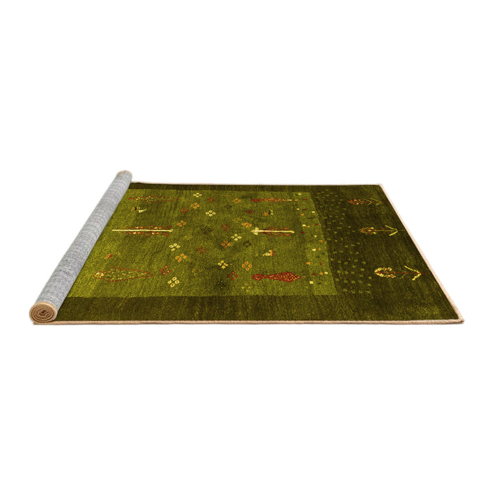 Sideview of Machine Washable Abstract Yellow Contemporary Rug, wshcon2849yw