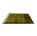 Sideview of Machine Washable Abstract Yellow Contemporary Rug, wshcon2849yw