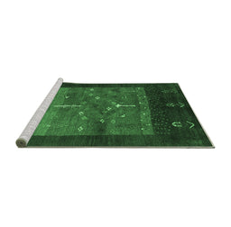 Sideview of Machine Washable Abstract Emerald Green Contemporary Area Rugs, wshcon2849emgrn