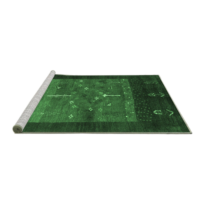 Sideview of Machine Washable Abstract Emerald Green Contemporary Area Rugs, wshcon2849emgrn