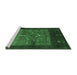 Sideview of Machine Washable Abstract Emerald Green Contemporary Area Rugs, wshcon2849emgrn