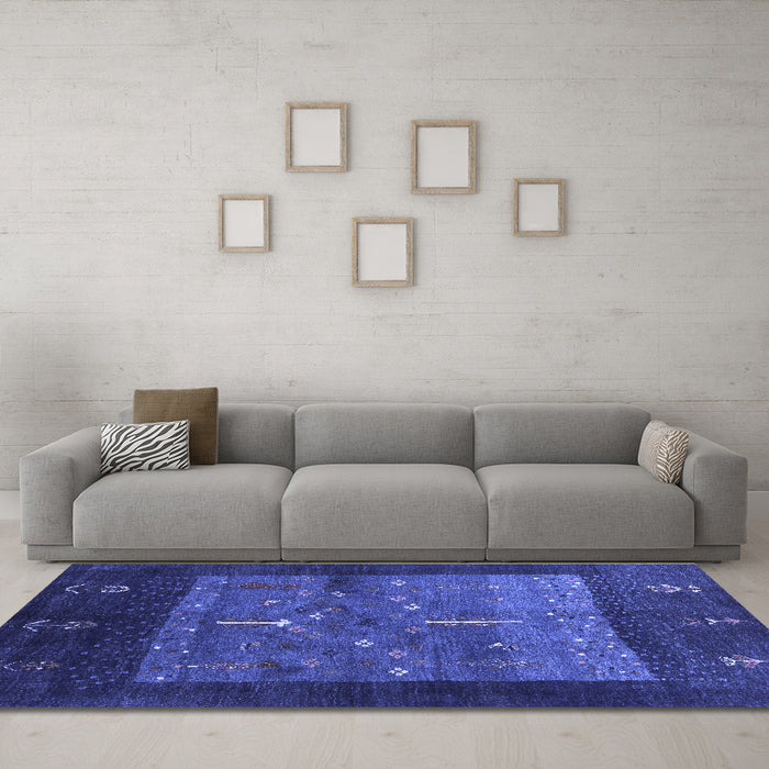 Machine Washable Abstract Blue Contemporary Rug in a Living Room, wshcon2849blu