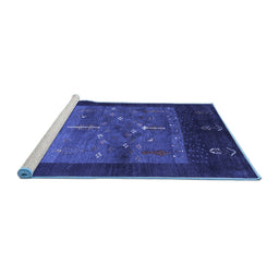 Sideview of Machine Washable Abstract Blue Contemporary Rug, wshcon2849blu