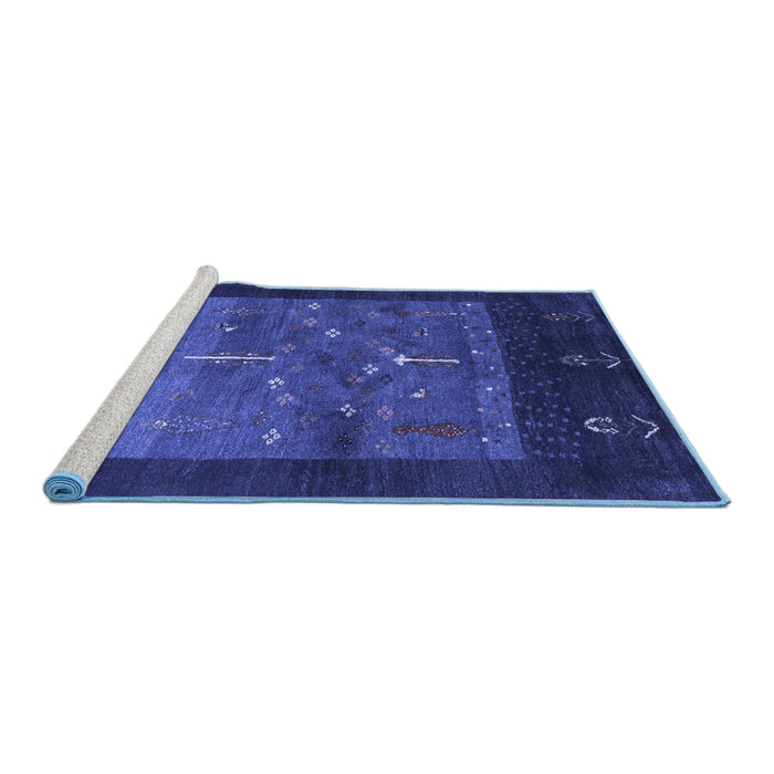 Sideview of Machine Washable Abstract Blue Contemporary Rug, wshcon2849blu