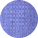 Round Abstract Blue Contemporary Rug, con284blu