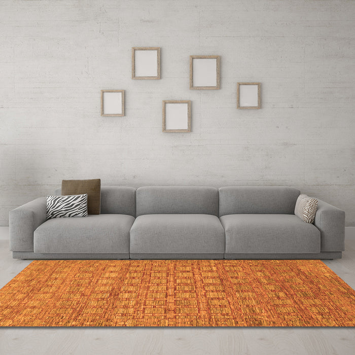 Machine Washable Abstract Orange Contemporary Area Rugs in a Living Room, wshcon284org