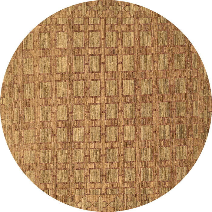 Round Machine Washable Abstract Brown Contemporary Rug, wshcon284brn