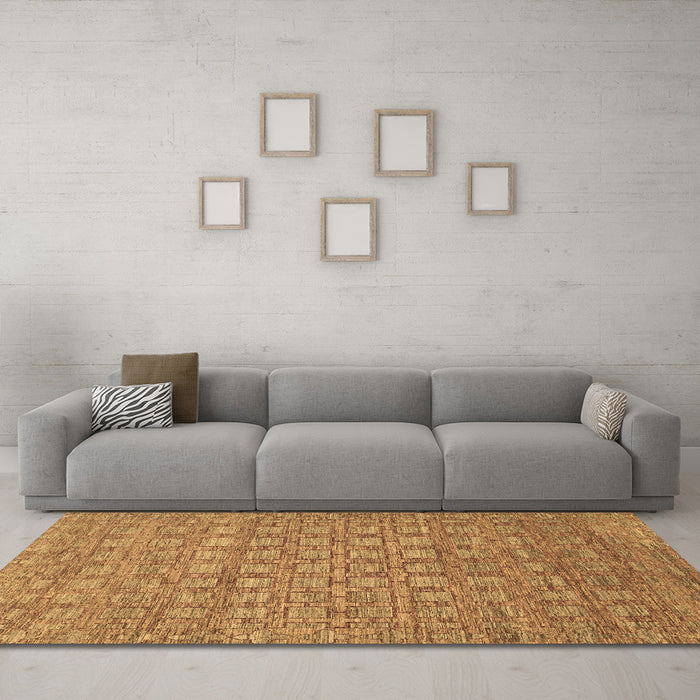 Machine Washable Abstract Brown Contemporary Rug in a Living Room,, wshcon284brn