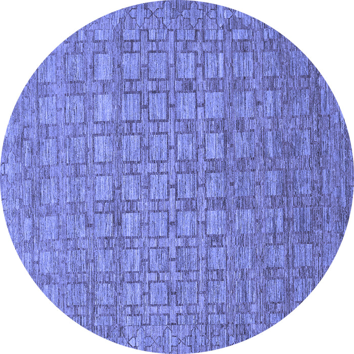 Round Machine Washable Abstract Blue Contemporary Rug, wshcon284blu