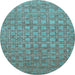 Round Abstract Light Blue Contemporary Rug, con284lblu