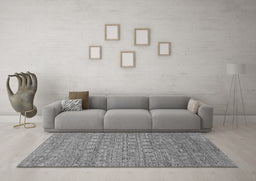 Machine Washable Abstract Gray Contemporary Rug in a Living Room,, wshcon284gry