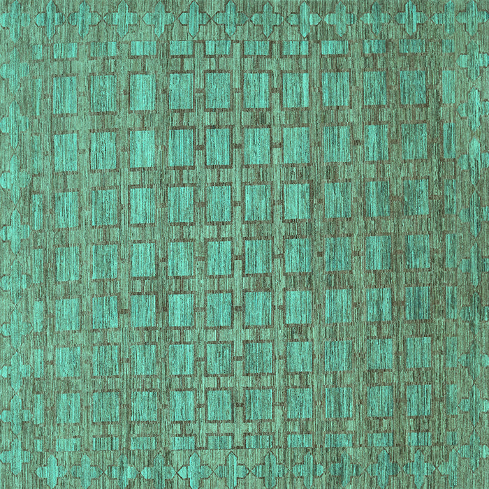 Square Machine Washable Abstract Turquoise Contemporary Area Rugs, wshcon284turq