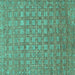 Square Machine Washable Abstract Turquoise Contemporary Area Rugs, wshcon284turq