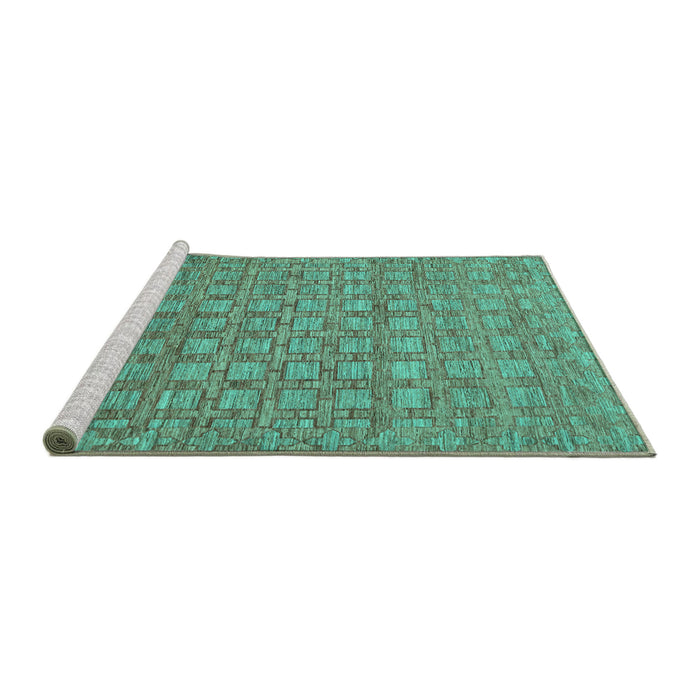 Sideview of Machine Washable Abstract Turquoise Contemporary Area Rugs, wshcon284turq