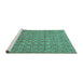 Sideview of Machine Washable Abstract Turquoise Contemporary Area Rugs, wshcon284turq