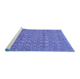 Sideview of Machine Washable Abstract Blue Contemporary Rug, wshcon284blu