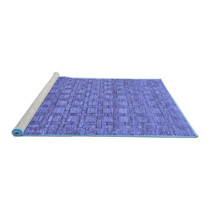 Sideview of Machine Washable Abstract Blue Contemporary Rug, wshcon284blu