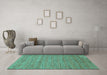 Machine Washable Abstract Turquoise Contemporary Area Rugs in a Living Room,, wshcon284turq