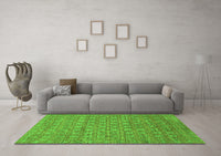 Machine Washable Abstract Green Contemporary Rug, wshcon284grn