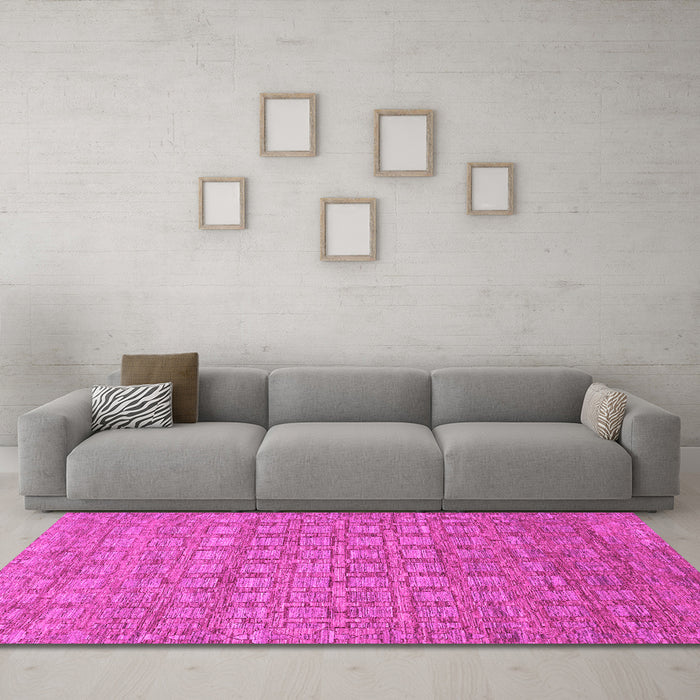 Machine Washable Abstract Pink Contemporary Rug in a Living Room, wshcon284pnk