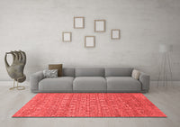 Machine Washable Abstract Red Contemporary Rug, wshcon284red