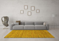 Machine Washable Abstract Yellow Contemporary Rug, wshcon284yw