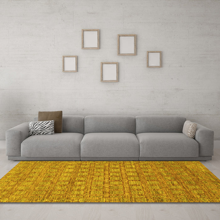 Machine Washable Abstract Yellow Contemporary Rug in a Living Room, wshcon284yw