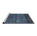 Serging Thickness of Machine Washable Contemporary Dark Blue Grey Blue Rug, wshcon2850