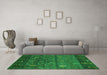 Machine Washable Abstract Green Contemporary Area Rugs in a Living Room,, wshcon2850grn